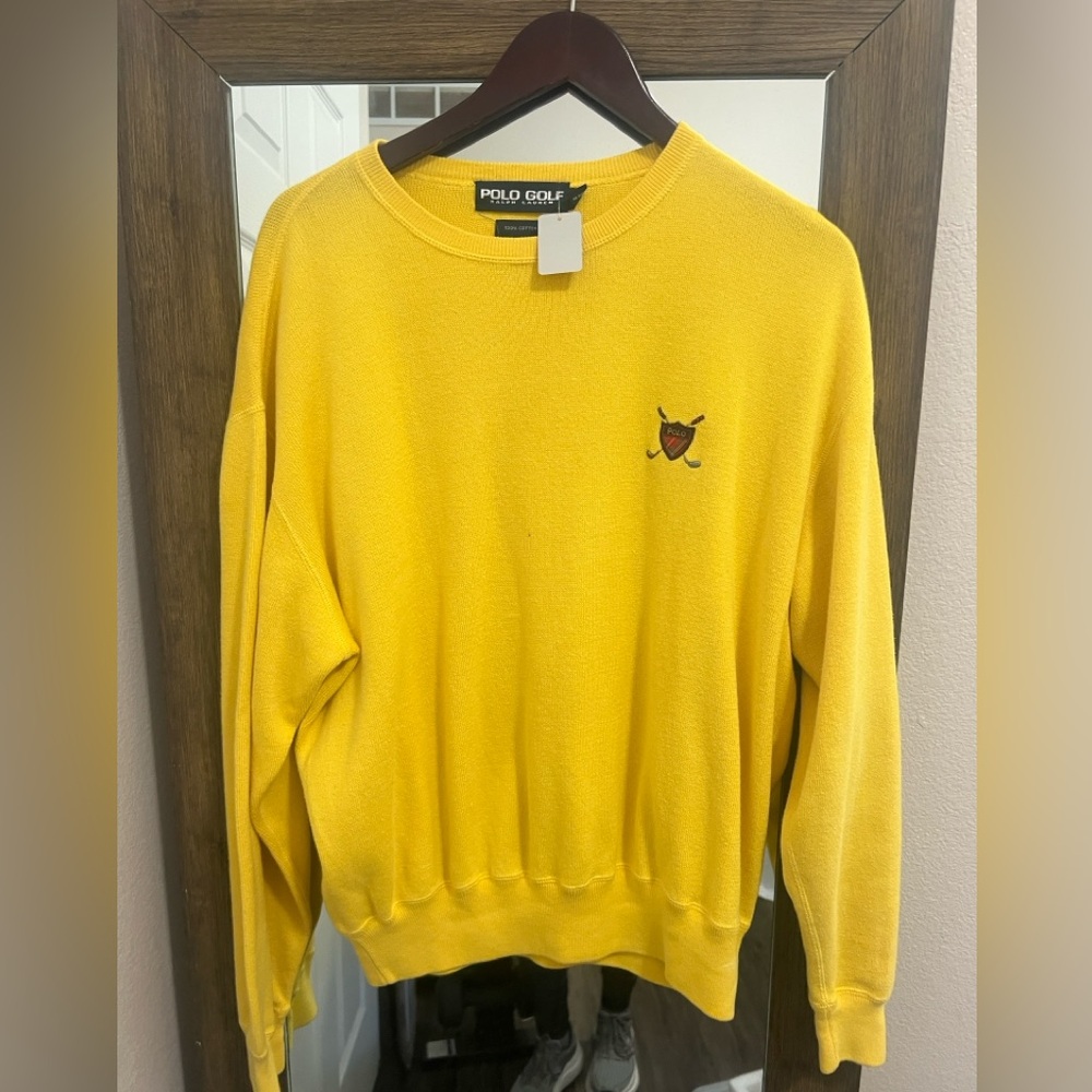 Vintage POLO by Ralph Lauren Men’s Knit Crewneck Sweater Large Yellow Unisex